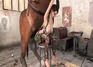 Hardcore horse 3D bestiality(獣姦) porn featuring a nice doll - 女性アニマルポルノ 