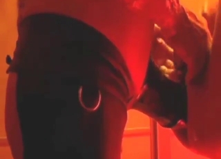 Dude using his huge toy to get his as right off