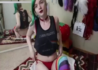 Good-looking teen uses a beast toy to get off