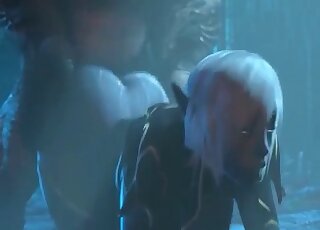 Amazingly thick whore is getting dominated by a 3D animal