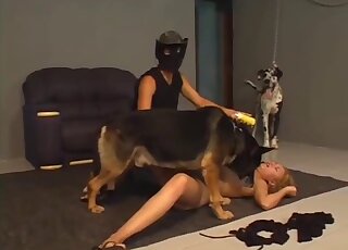 Lusty gf and her trained nice doggy